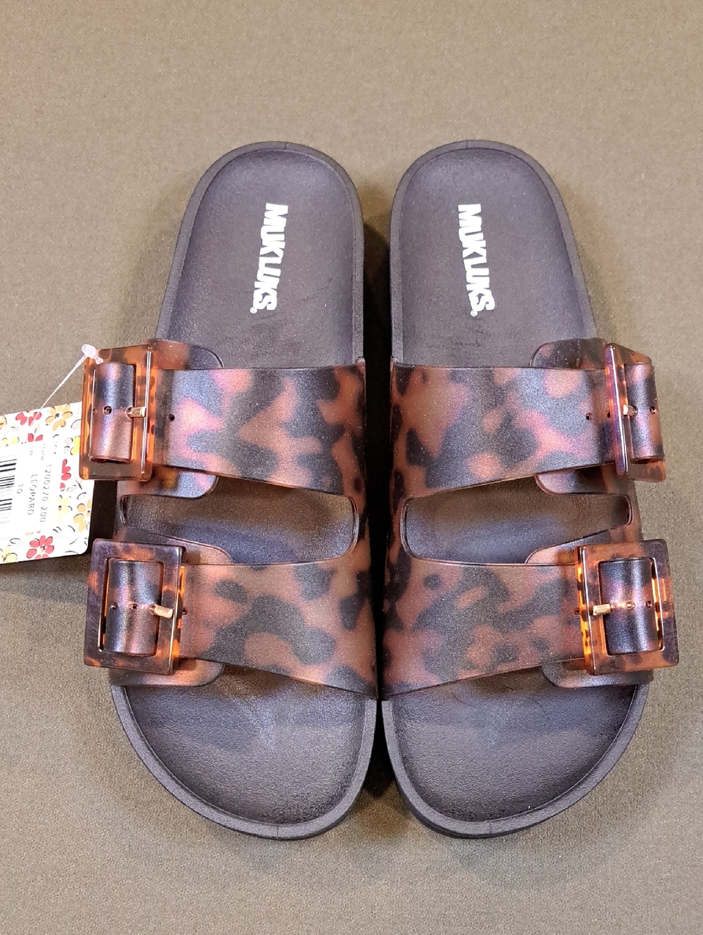 Muk Luks Grand Cayman Lucite Sandal - Color: Black Amber Tortoise - Size: 10 - Picture 2 of 11